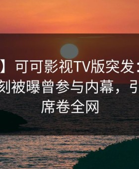 【爆料】可可影视TV版突发：明星在傍晚时刻被曝曾参与内幕，引爆全场席卷全网