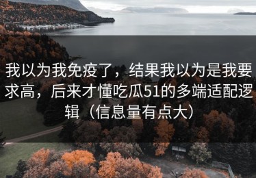 我以为我免疫了，结果我以为是我要求高，后来才懂吃瓜51的多端适配逻辑（信息量有点大）