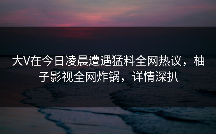 大V在今日凌晨遭遇猛料全网热议，柚子影视全网炸锅，详情深扒